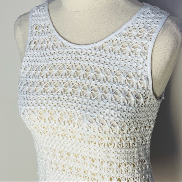 SEED FEMME Womens White Cream 100% Cotton Crochet Sleeveless BOHO Top Size XS - Picture 2 of 11